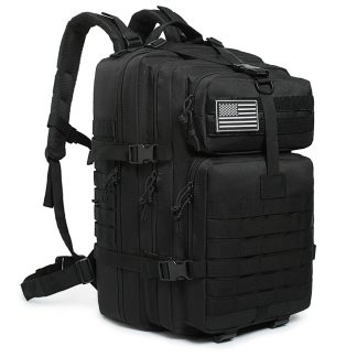 Black Tactical Backpack — Premium B&W Flag Edition