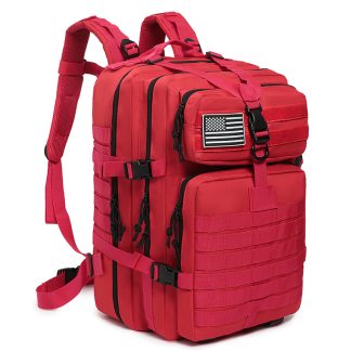 Red Tactical Backpack — Bold MOLLE Military Daypack